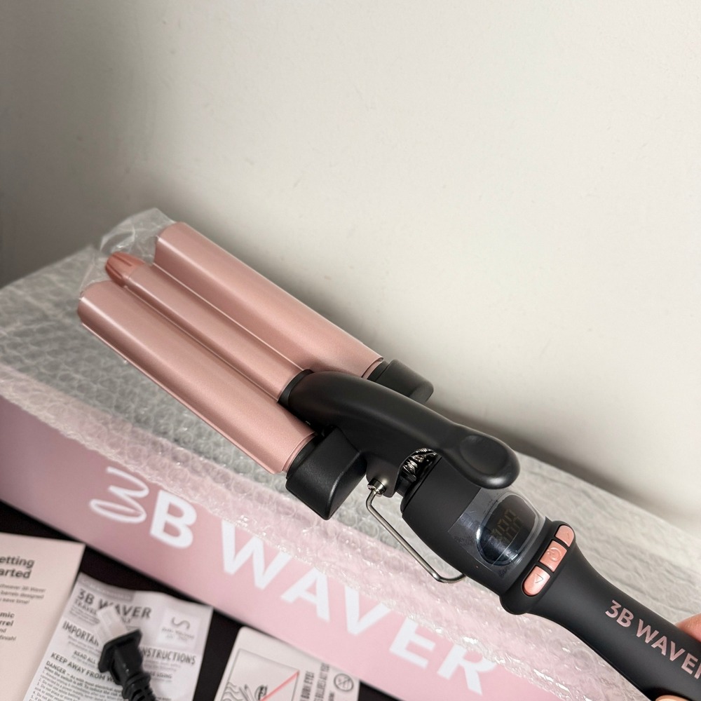 Beachwaver 3B Waver Triple Barrel Hair Curler Midnight Rose Pink Ceramic NEW - Picture 4 of 5